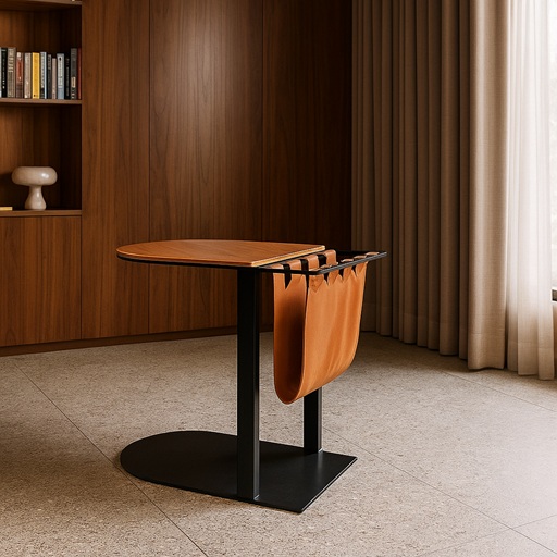 karlee side table walnut leather