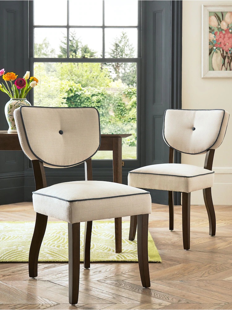 Next Nina Campbell set of two walnut effect leg Ashburn dining chairs E397Q97057s