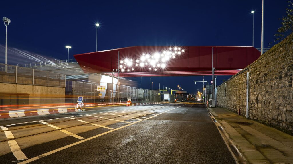 Terminal 4 bridge alexandra road at night