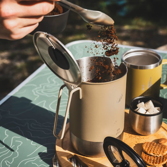 Decathlon portable 3 in 1 camping coffee maker kettle and teapot 06 l to 08 l steel