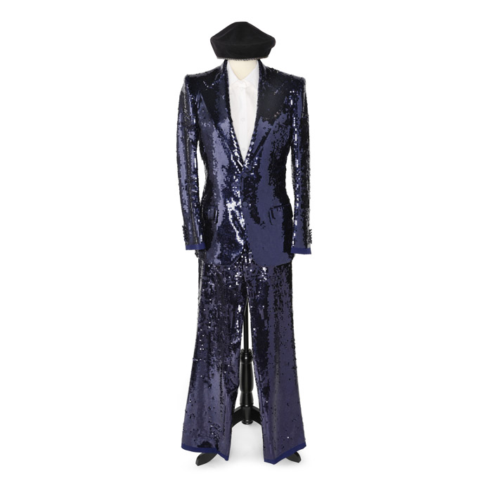 a Gucci sequin suit and beret worn to the LACMA Gala estimated at 2000 – 3000