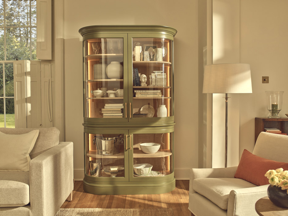 Red hot glamour takes centre stage in kitchen design 6 Neptune Henley Curved Glass Cabinet