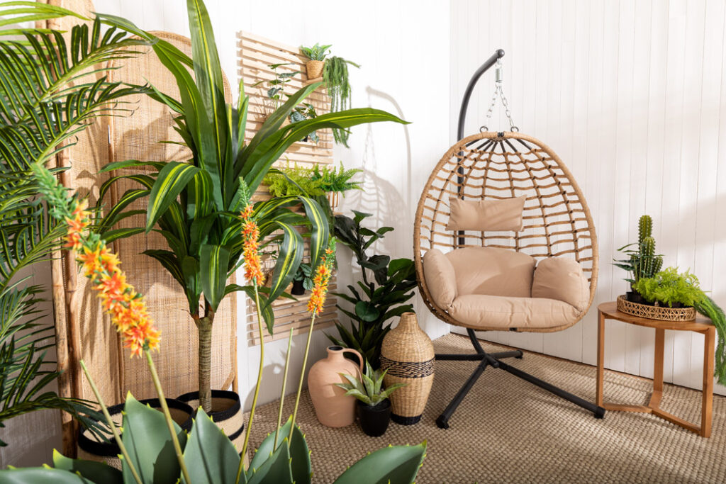Rattan and cane weaves its magic for every-sized outdoor space and budget 2 EZ Living Interiors Bali Egg Chair E299