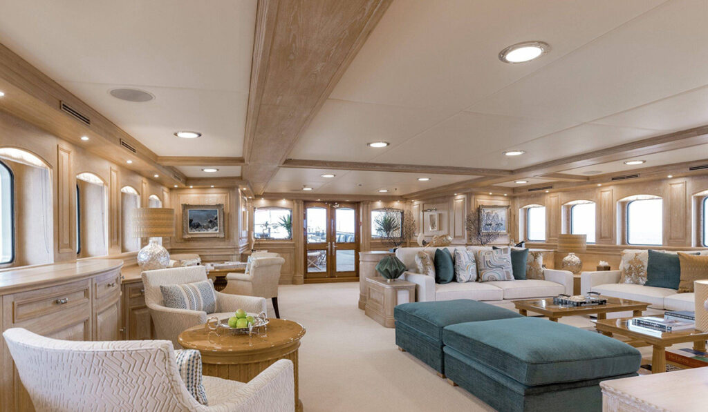 Inside Irish billionaire's superyacht, where Dua Lipa celebrated her wedding 2 Interior lounges on Nero yacht