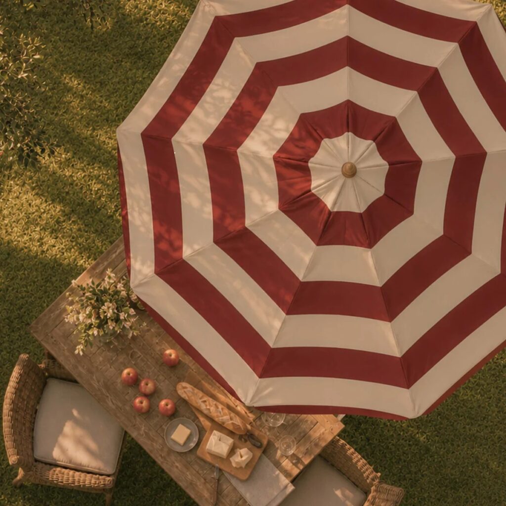 Interioristas, it’s time to channel Club Med 2 staycation vintage parasols club claret aerial