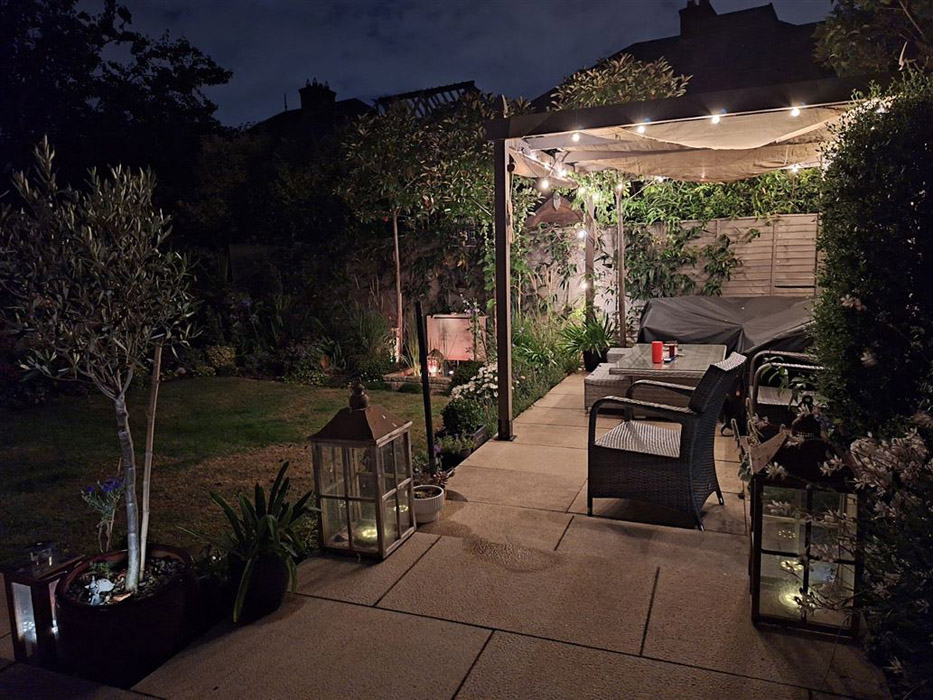 D14 three-bed semi with gorgeous, south-facing garden near the Dodder 6 garden by night 2