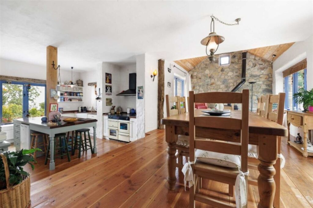 view down to kitchen