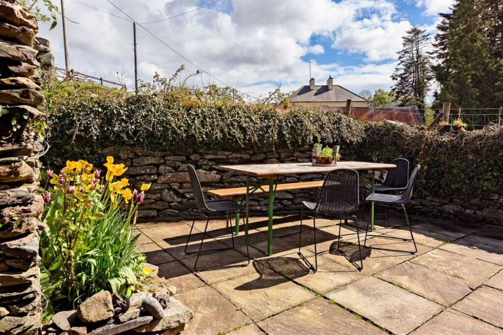patio to front stone walls