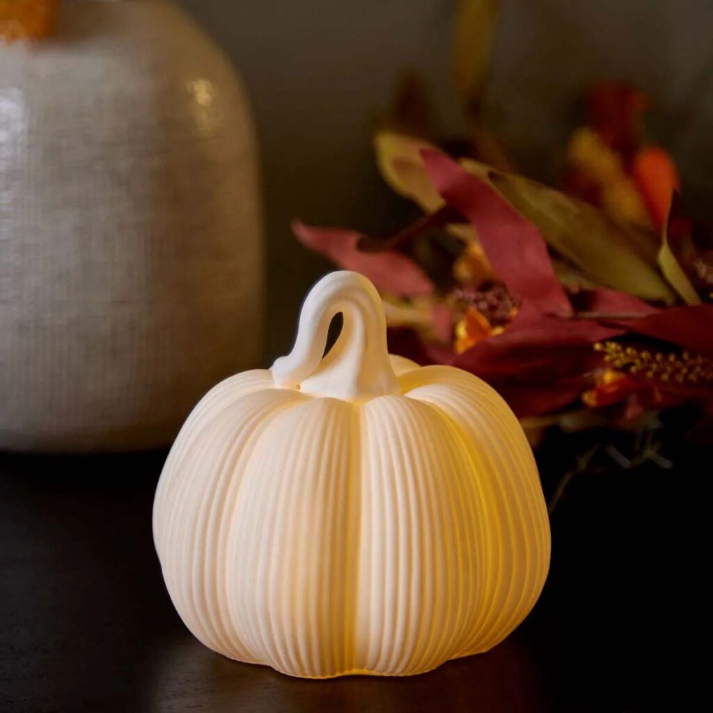 Subtle ways to signpost Samhain’s approach 4 Meadows and Byrne ceramic LED pumpkin