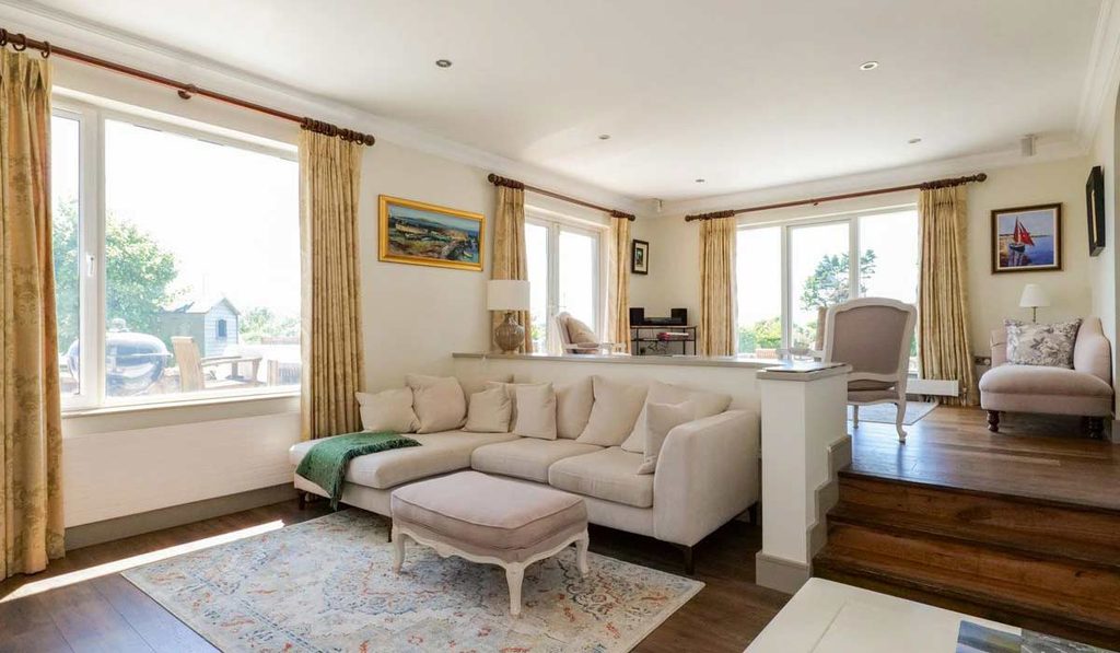 living room with steps